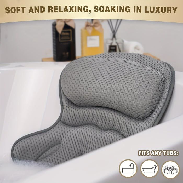 Ergonomický koupelnový polštář s polstrováním ze síťoviny pro relaxační koupel