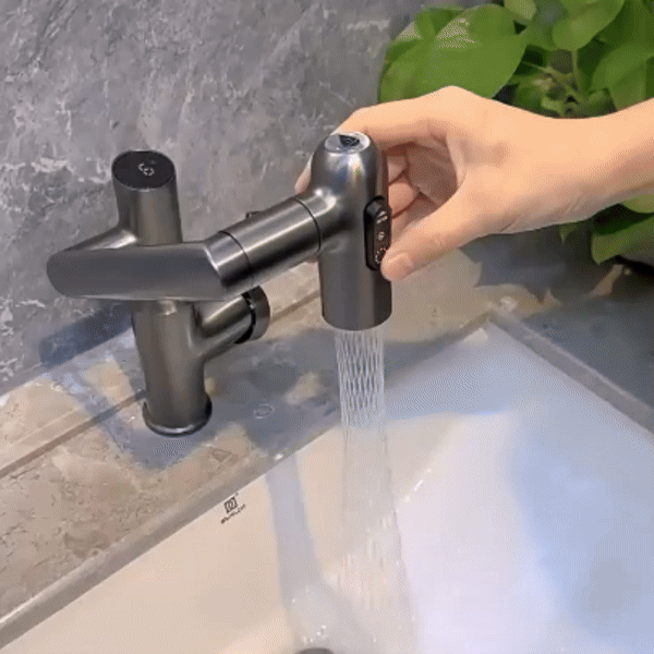FlowMatrix Height Adjustable Faucet With 360 Degree Swivel And Temperature Display