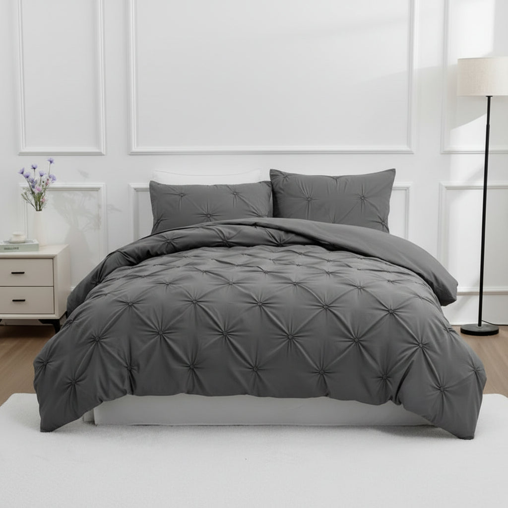 Softplea Pleated Comfort Duvet Cover Set 3 Piece Bedding