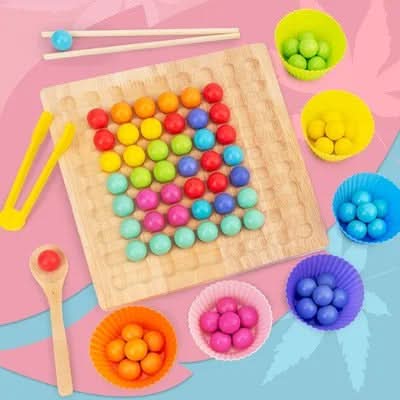 HueCraft Montessori Holzperlen-Sortierspiel für Vorschulkinder Farb- und Zählspaß