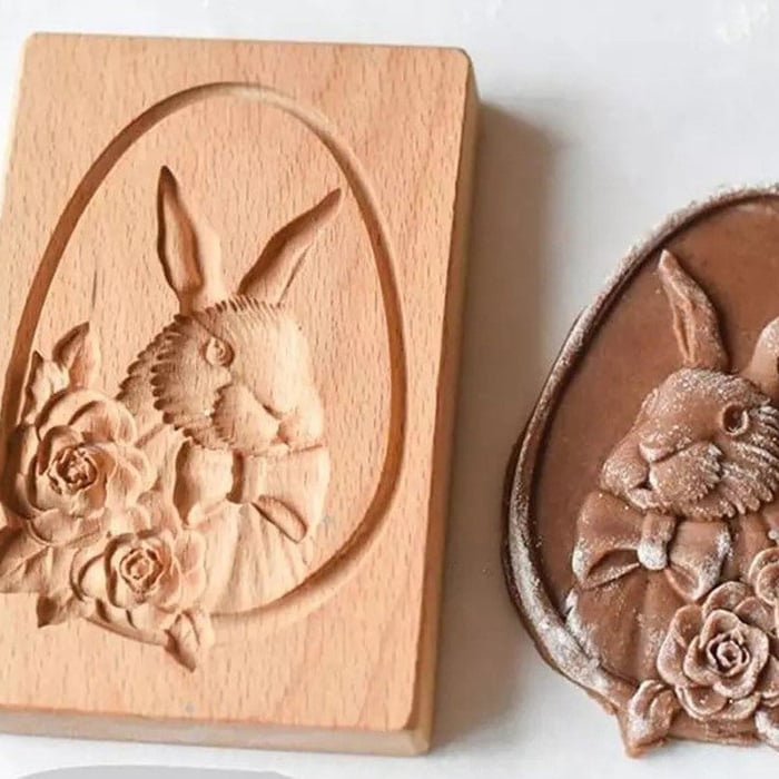 Engraved Wooden Cookie Molds With Pastry Stamps For Gingerbread And Biscuits