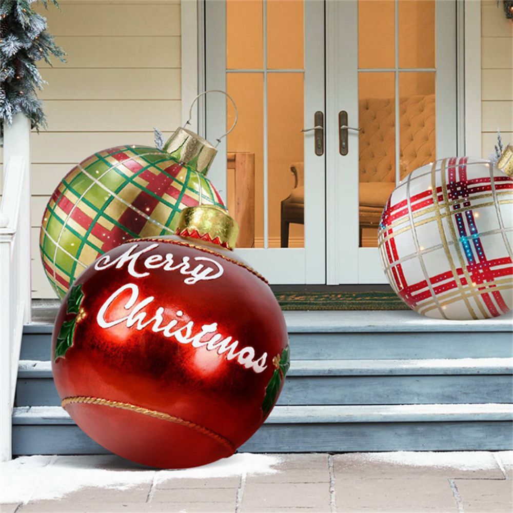 Sfere di Natale gonfiabili in PVC per esterni, resistenti alle intemperie e riutilizzabili, vari design