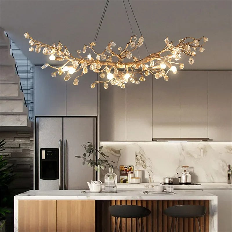 LumaVera glass- og kromlysekroner med dimbare LED-lys