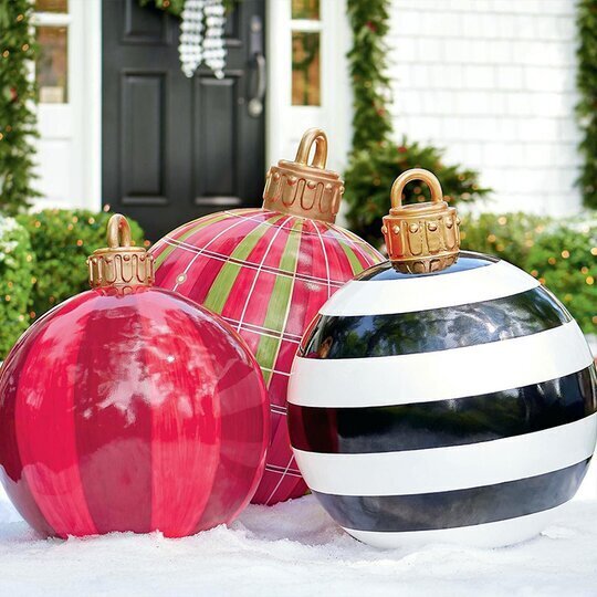 Sfere di Natale gonfiabili in PVC per esterni, resistenti alle intemperie e riutilizzabili, vari design
