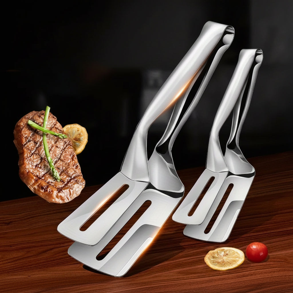 Steakclip tang i rustfrit stål med spatelkontrol