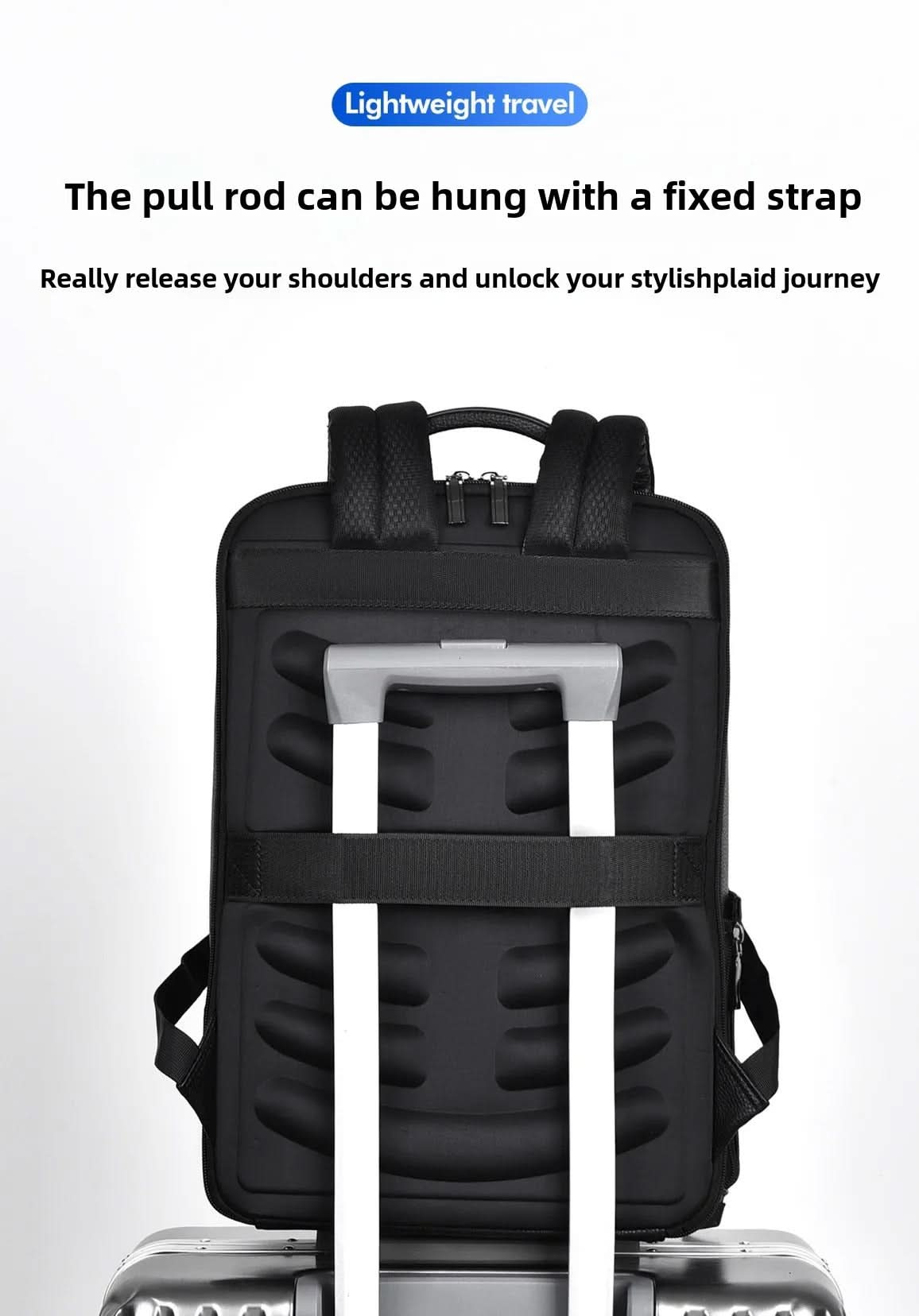 Elegant Black Leather Backpack With USB Port For 15.6-Inch Laptop