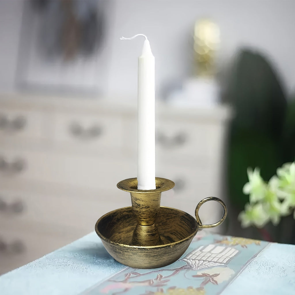 Nordique Iron Candle Holder In Vintage Deco Style For Tabletop