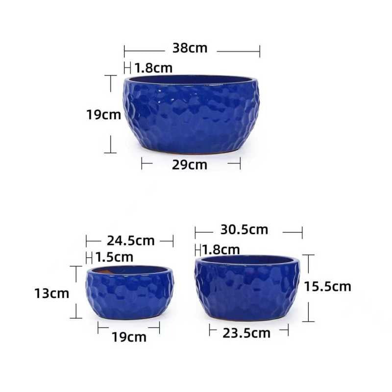 Cobalthaven Vintage Handmade Ceramic Planter Set for Indoor Use