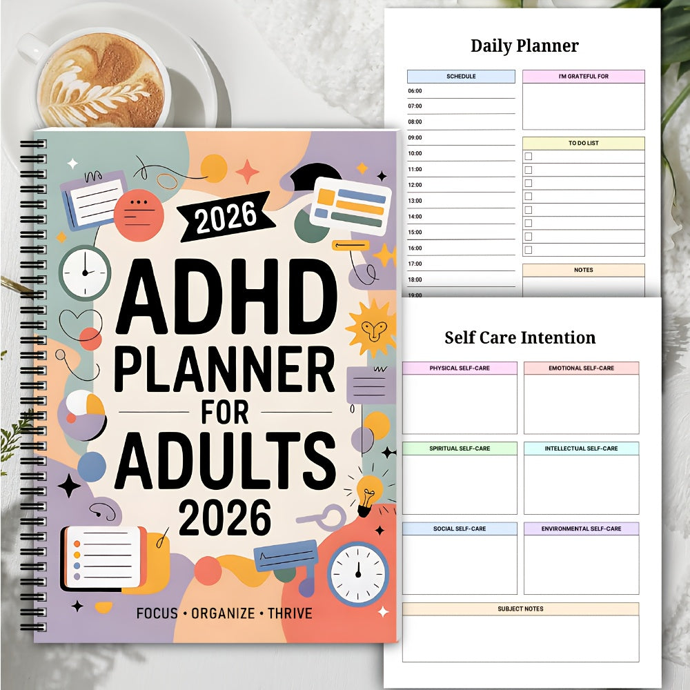 FocusVault 2026 ADHD felnőtt tervező napi és heti termelékenységi naplóhoz