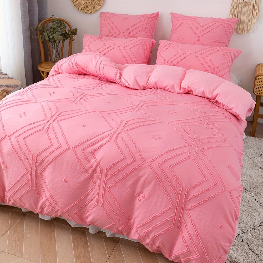 Bohotuft Steppbett-Set mit Gittermuster, weiche Bettwäsche