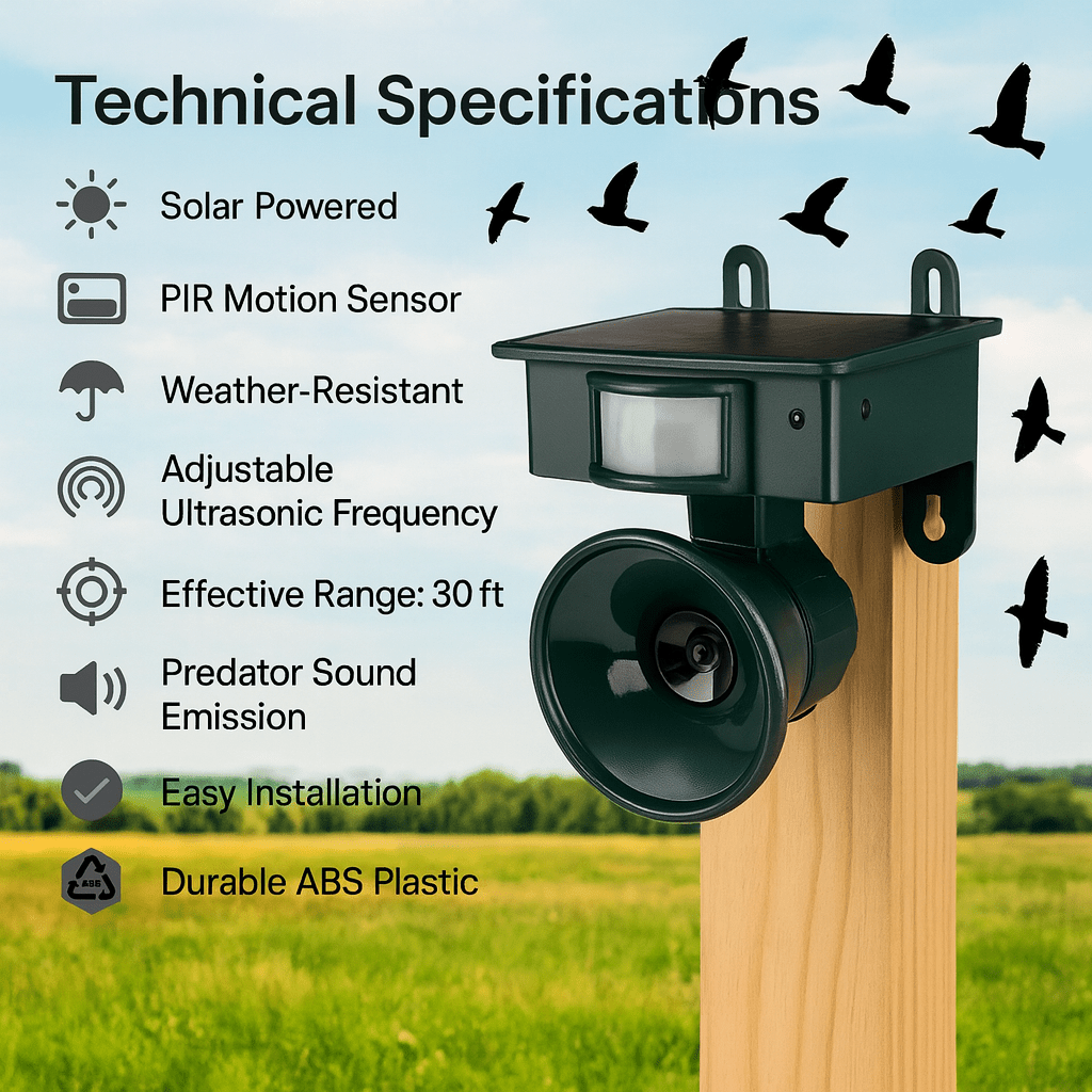 FeatherGuard Pro odpuzovač ptáků na balkon a zahradu