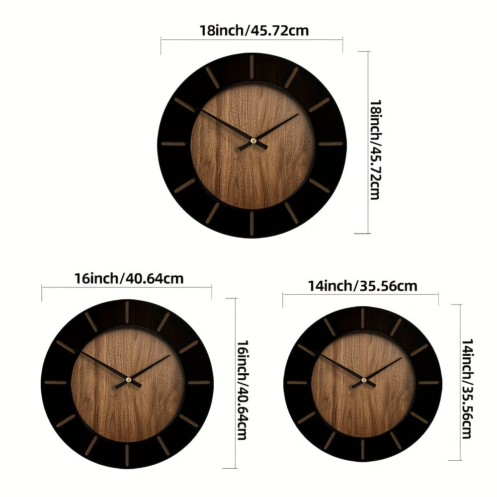Reloj de Pared Vintage Everwood con Acabado de Madera, Funcionamiento Silencioso