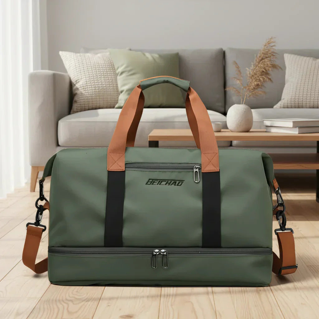 ApexTrail Waterproof Duffle Bag Featuring Shoe Pocket And Wet Dry Compartment