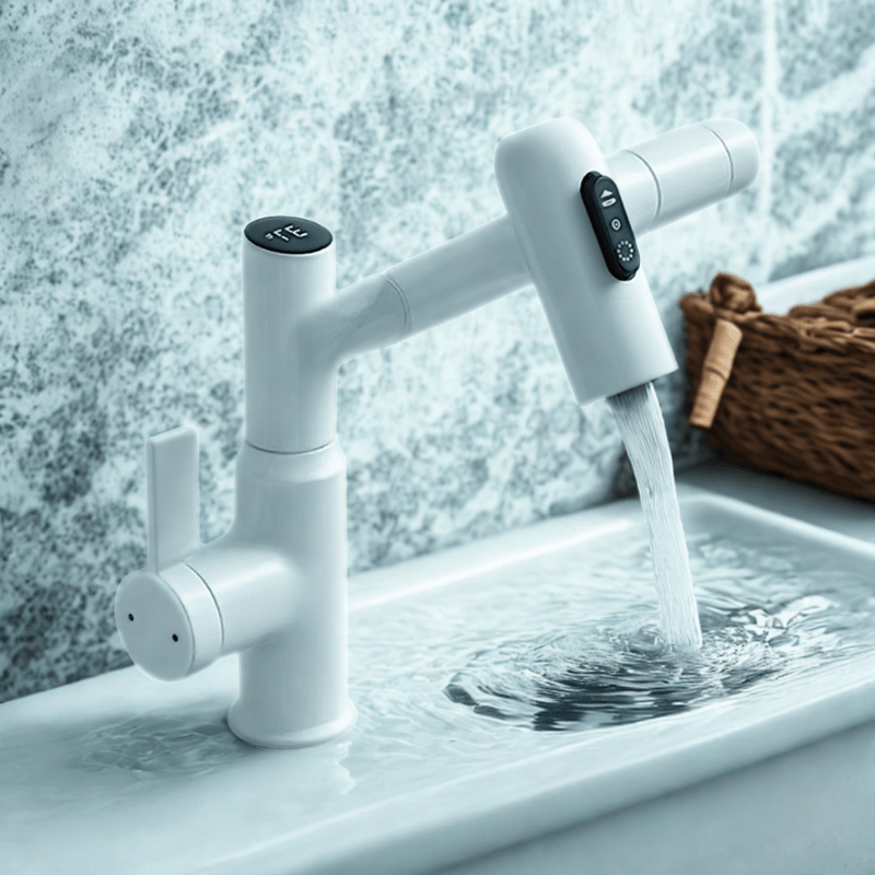 FlowMatrix Height Adjustable Faucet With 360 Degree Swivel And Temperature Display