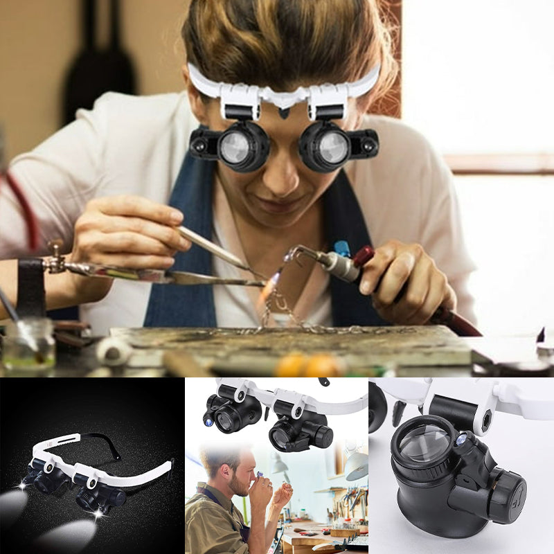 Dual-Lens LED Magnifier Kit With 8x, 15x, Plus 23x Magnification, 180-Degree Rotating Lens