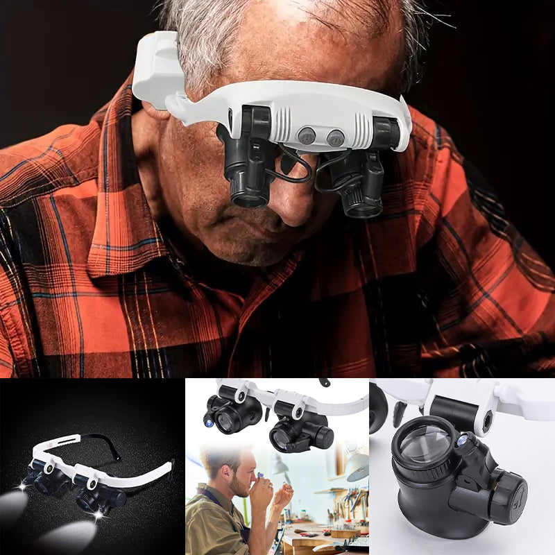 Dual-Lens LED Magnifier Kit With 8x, 15x, Plus 23x Magnification, 180-Degree Rotating Lens