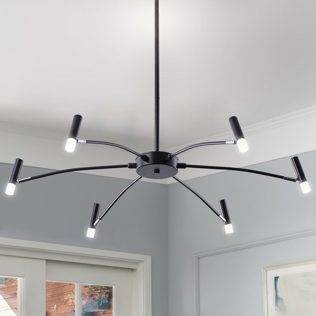 Astra Mid-Century Modern LED-krona med justerbara lampor för matsal