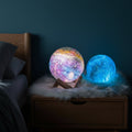Aurora Moon Lamp 3D Printed Lunar Glow With 16 Color Modes Remote Wooden Stand
