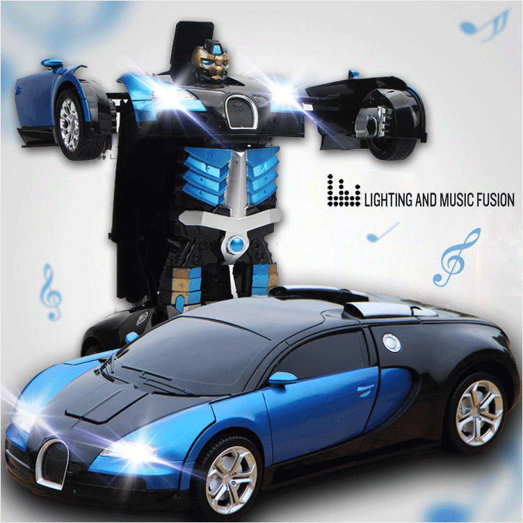 Fjernstyret bil med bevægelsesaktivering, der kan omdannes til en robot med LED-belysning