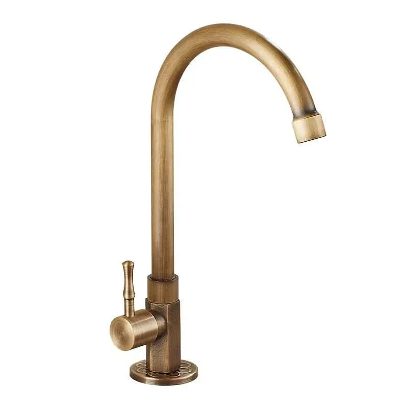 Grifo Lyra de 300 mm con arco alto y acabado en latón antiguo para cocinas y baños contemporáneos