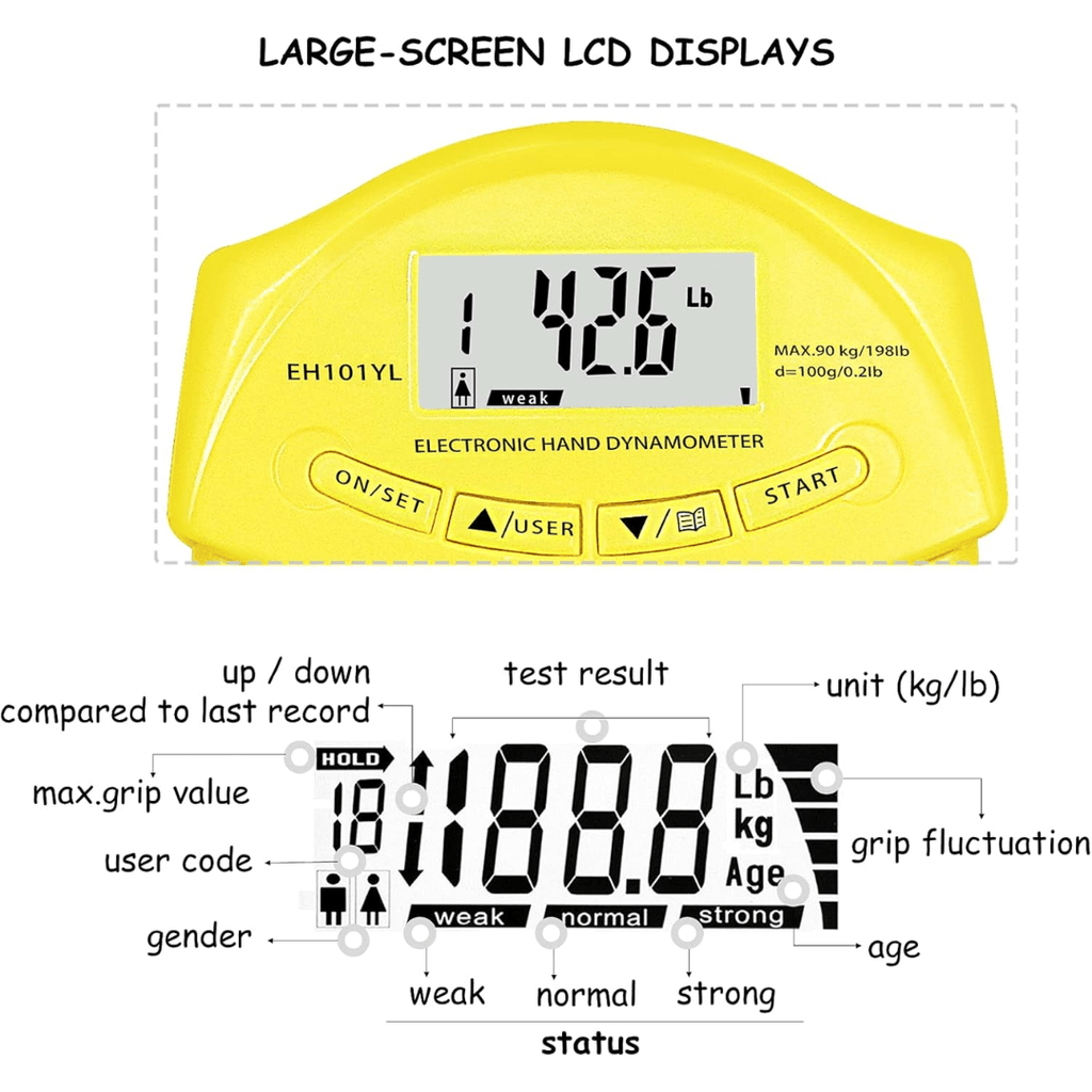 Handpower Pro Digital Grip Dynamometer For Precise Strength Up To 90 Kg