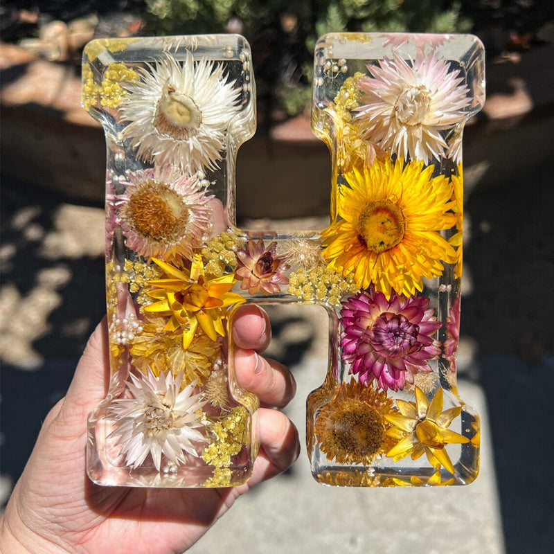 Lampada Alfabeto con Fiori Secchi Illuminazione Notturna per Decorazione Casa Idea Regalo