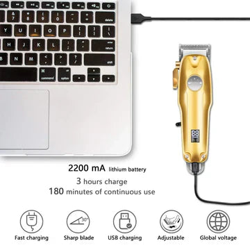 Gold Cordless Hair Clippers For Men Professional Grooming Kit