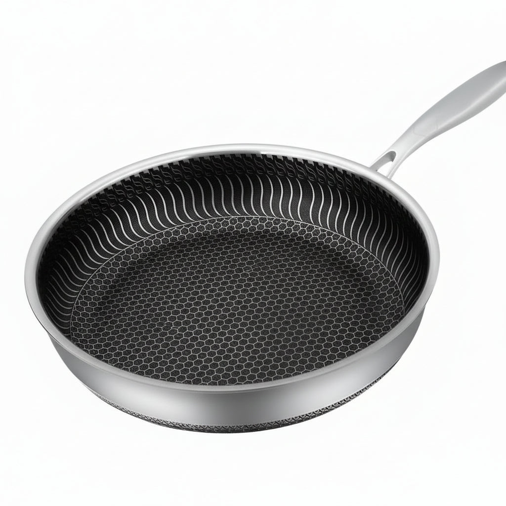Sartén Antiadherente de Acero Inoxidable StellarForge Hexa Surface para Cocina Diaria
