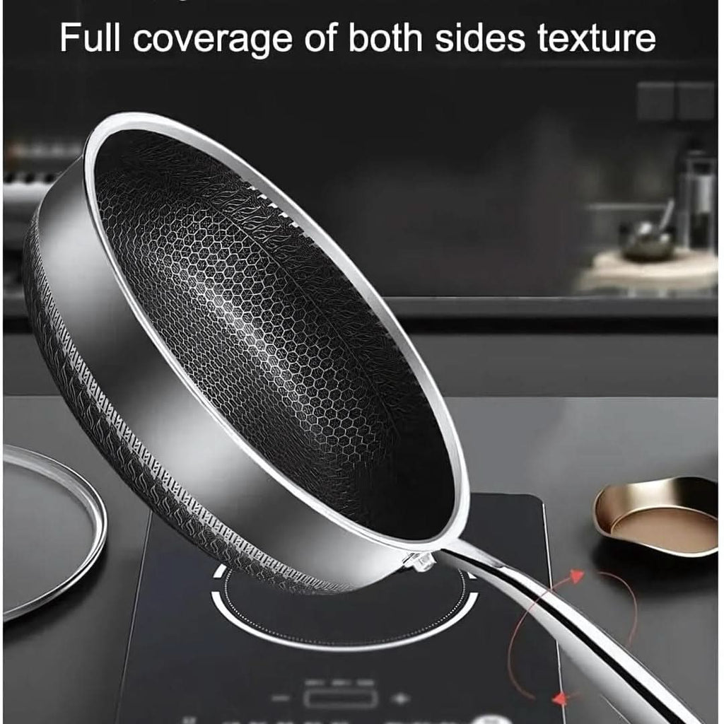 Sartén Antiadherente de Acero Inoxidable StellarForge Hexa Surface para Cocina Diaria
