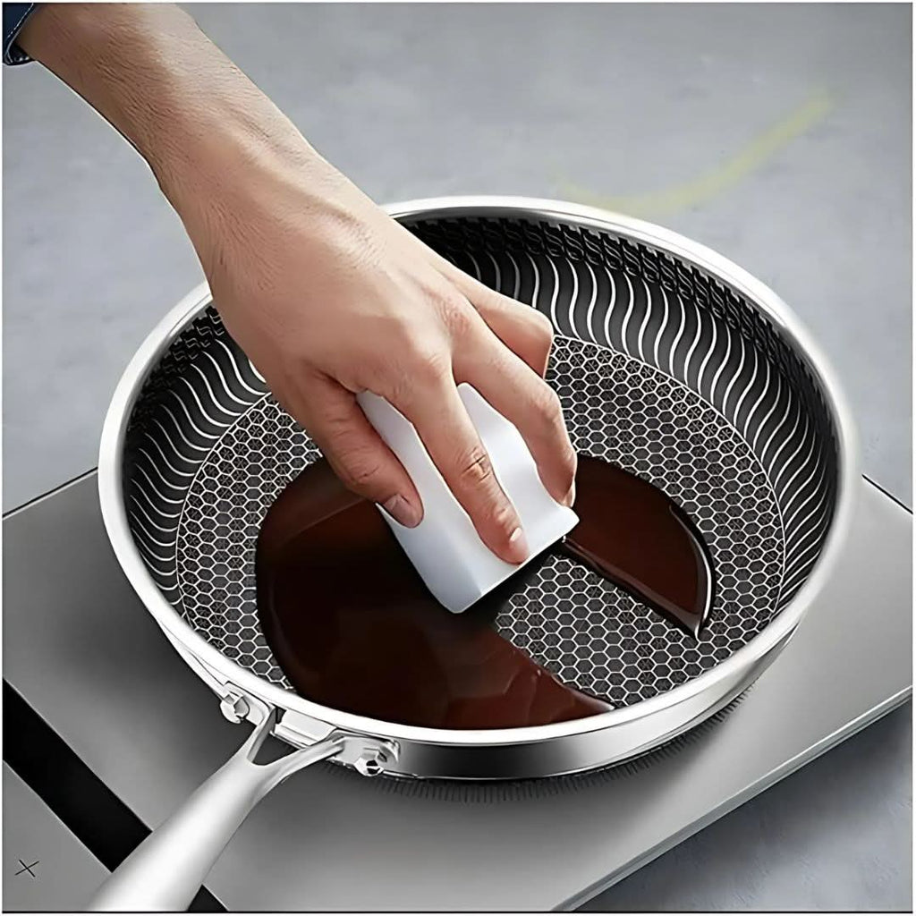 Sartén Antiadherente de Acero Inoxidable StellarForge Hexa Surface para Cocina Diaria