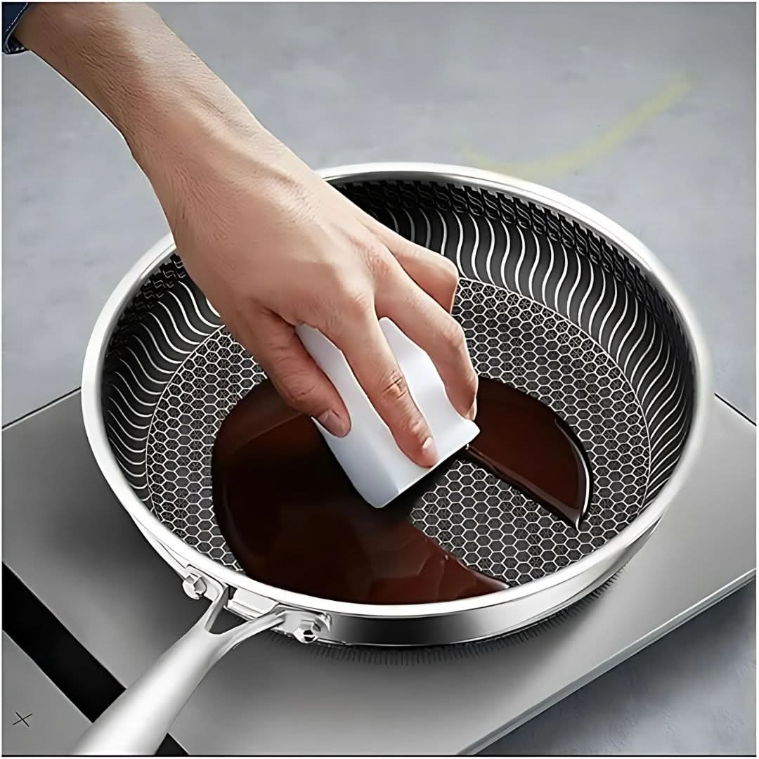 Sartén Antiadherente de Acero Inoxidable StellarForge Hexa Surface para Cocina Diaria