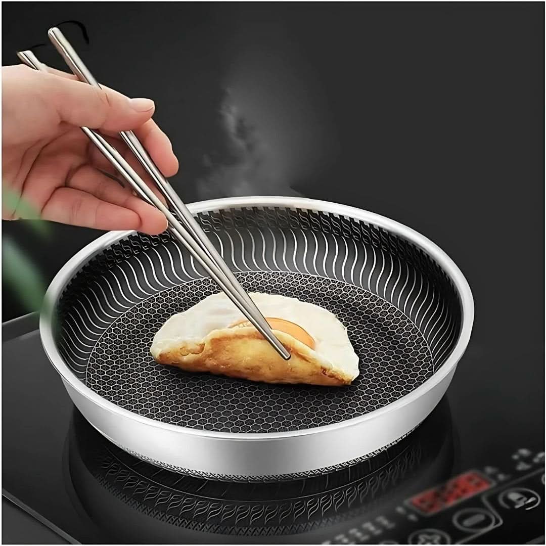 Sartén Antiadherente de Acero Inoxidable StellarForge Hexa Surface para Cocina Diaria