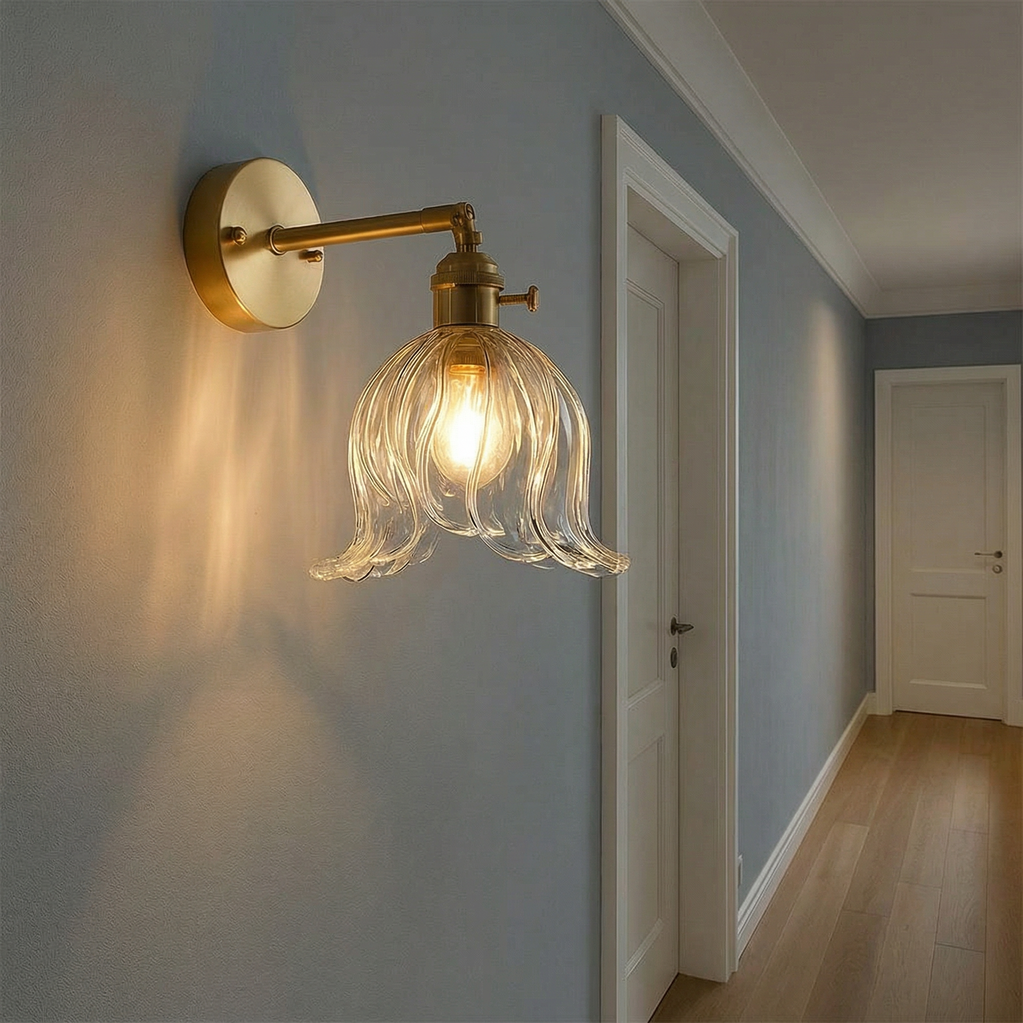 PetalAura skleněné nástěnné světlo s měkkým LED světlem, moderní nástěnná lampa pro útulnou atmosféru