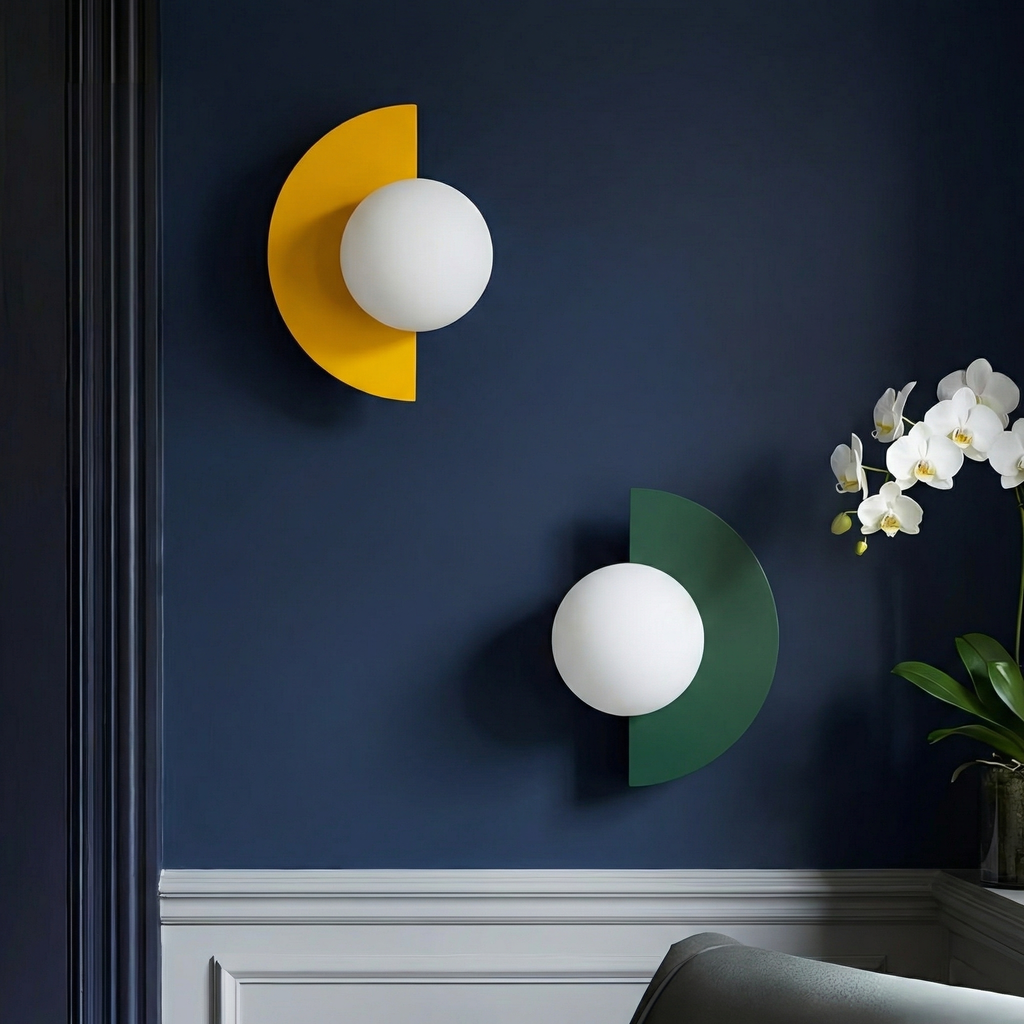 Lampada da parete semicircolare Summit con LED integrato per un'atmosfera calda negli spazi moderni