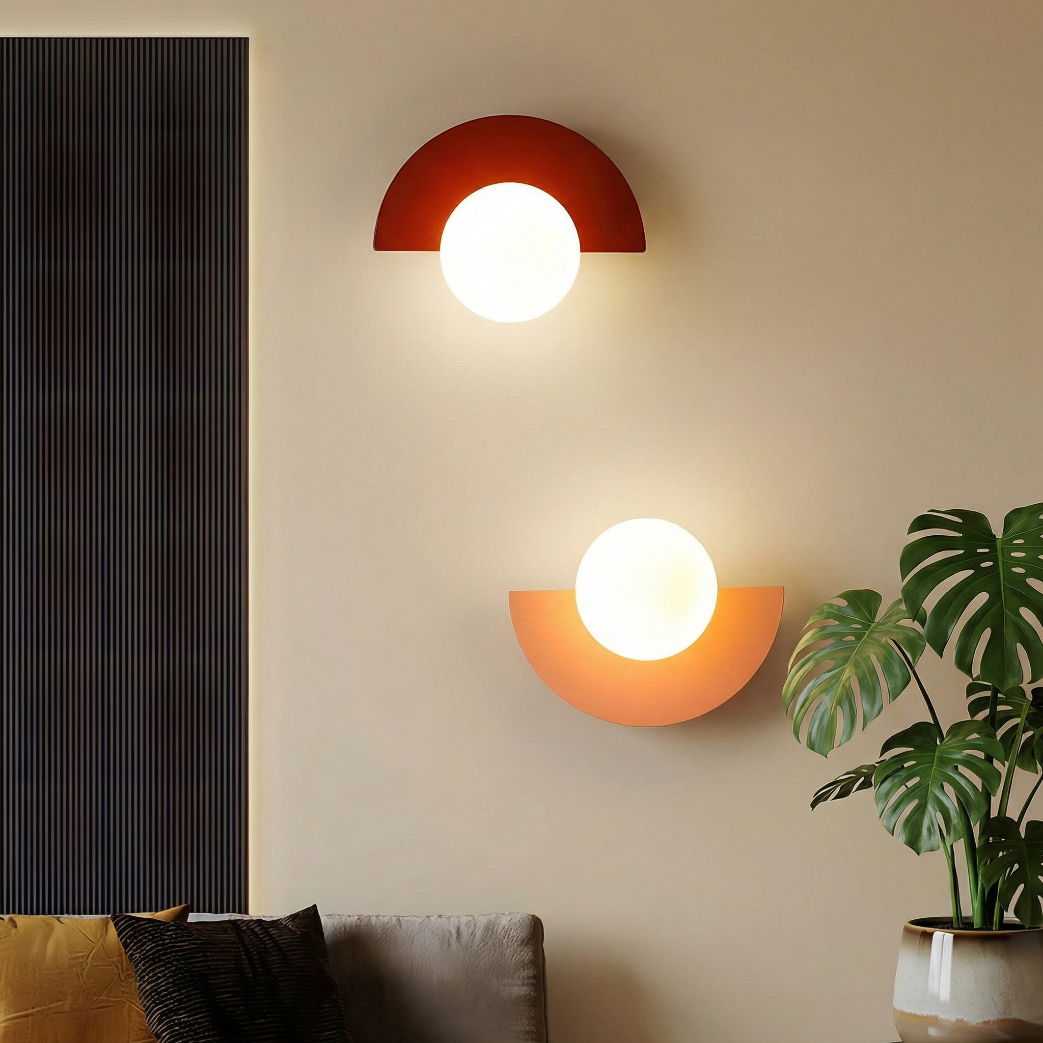 Lampada da parete semicircolare Summit con LED integrato per un'atmosfera calda negli spazi moderni