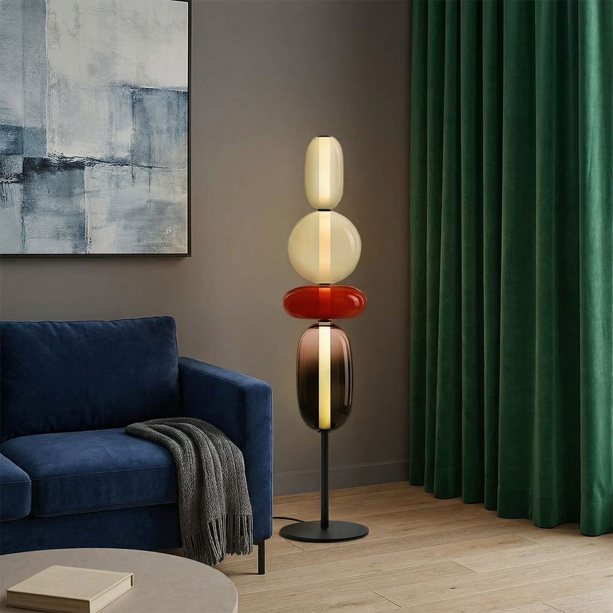 Aurora modern golvlampa med skulptural design och varm LED-glöd för vardagsrum