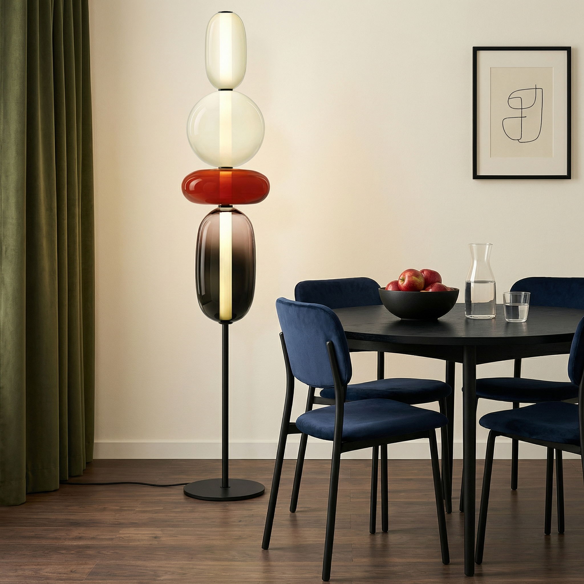 Aurora modern golvlampa med skulptural design och varm LED-glöd för vardagsrum