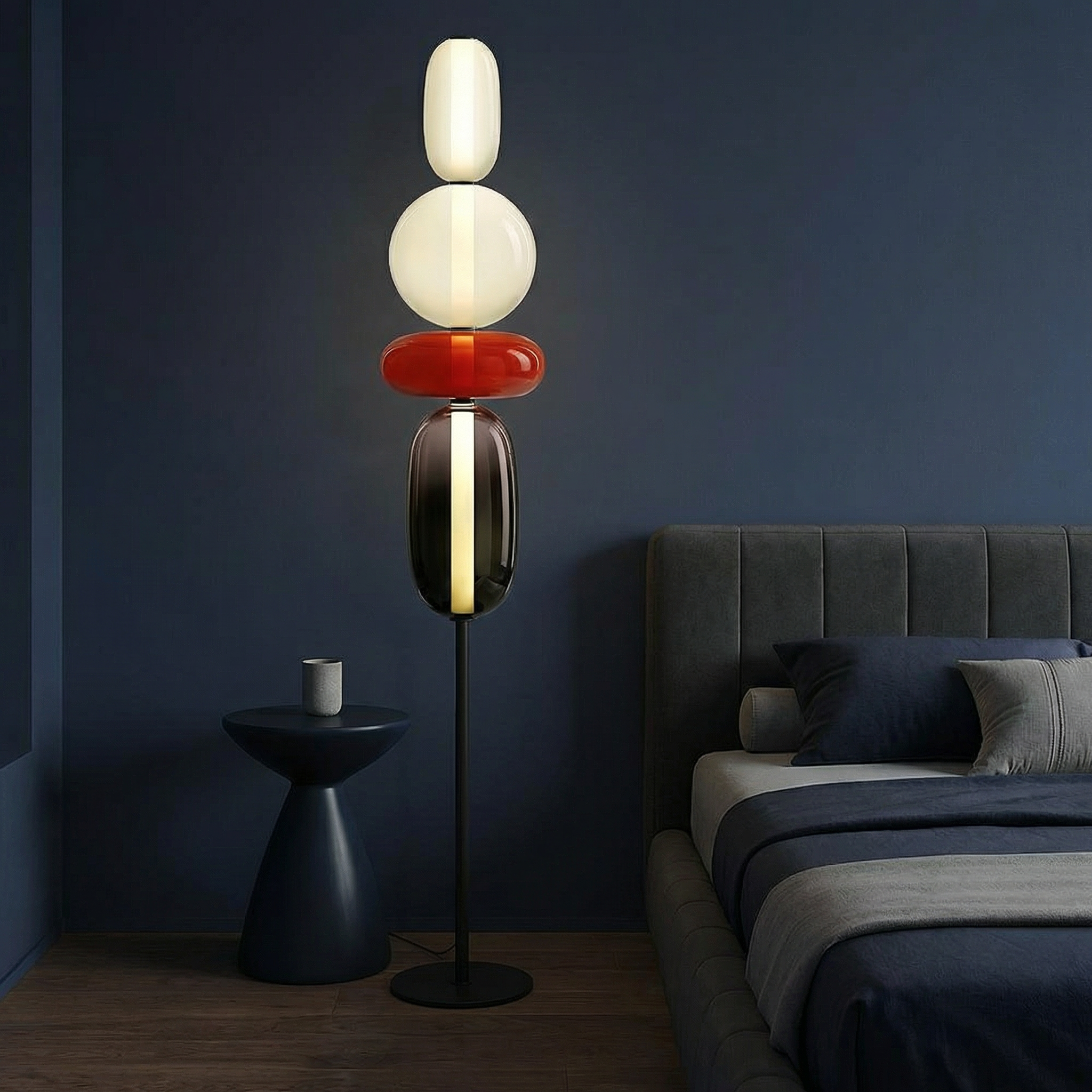 Aurora modern golvlampa med skulptural design och varm LED-glöd för vardagsrum