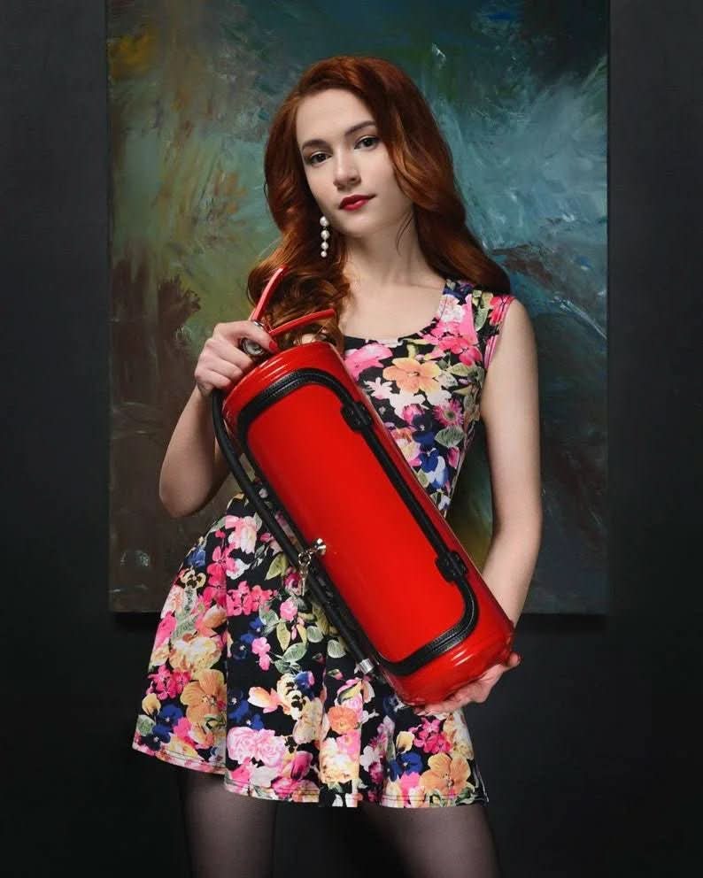 FlameVault Hidden Bottle Storage Inside Realistic-Style Extinguisher Cabinet