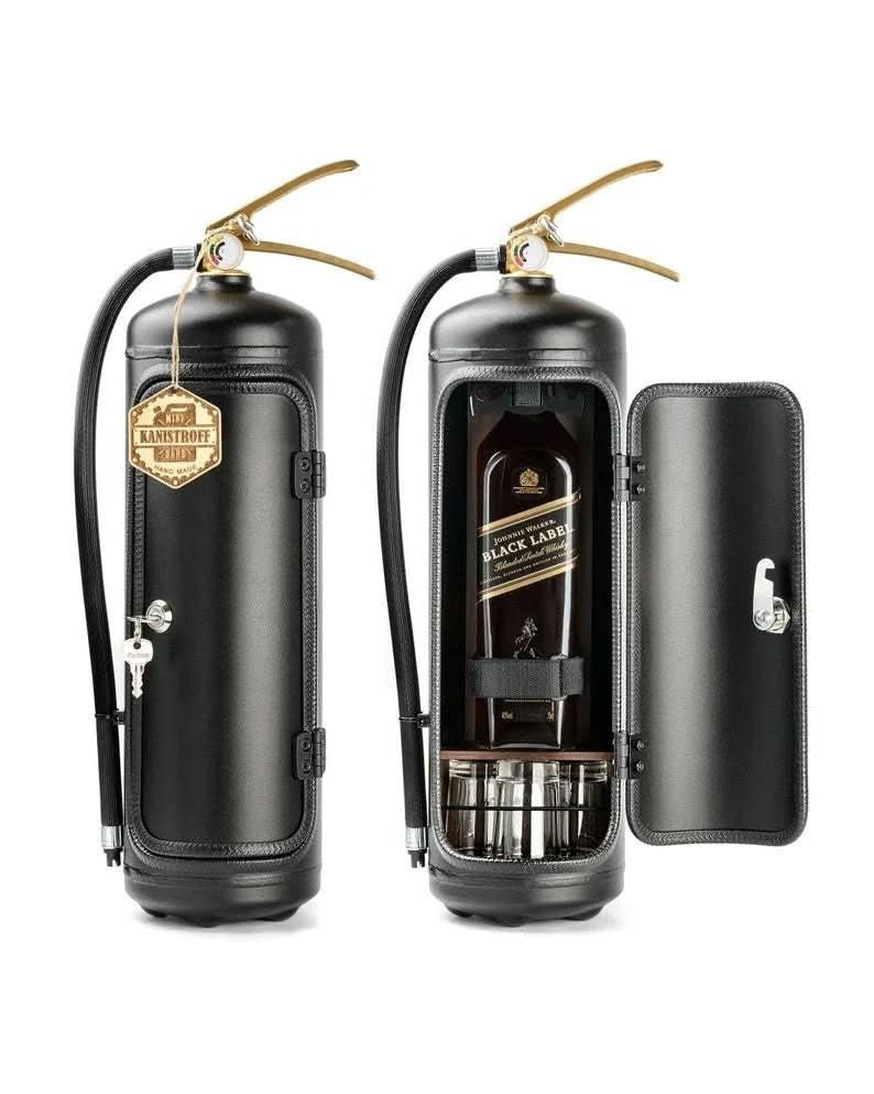 FlameVault Hidden Bottle Storage Inside Realistic-Style Extinguisher Cabinet
