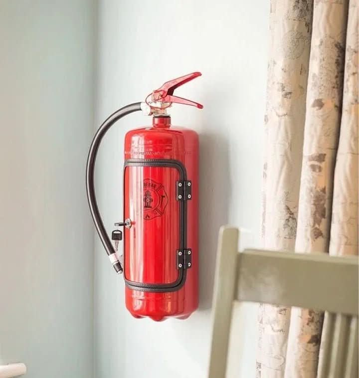 FlameVault Hidden Bottle Storage Inside Realistic-Style Extinguisher Cabinet