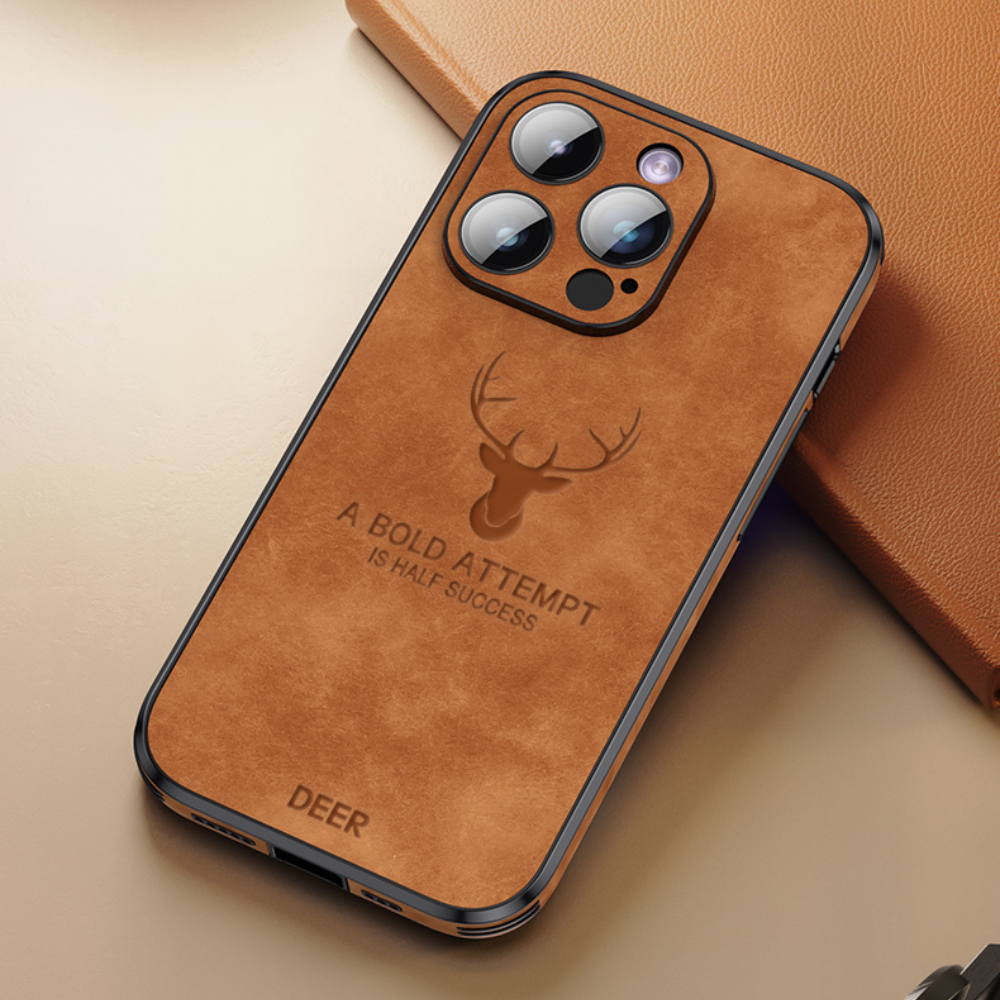 Funda para teléfono de cuero genuino con protección a prueba de golpes, delgada y estilizada