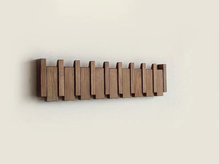 HarmonyCoat Wooden Coat Rack With Piano Motif For Stylish Wall Decor And Storage