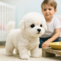 Juguete de peluche suave con perro AI que camina, ladra y responde con movimientos realistas