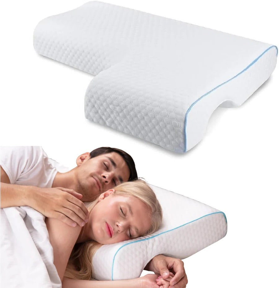 Memory Foam Orthopedic Couple Pillow With Arm Tunnel For Side Sleepers