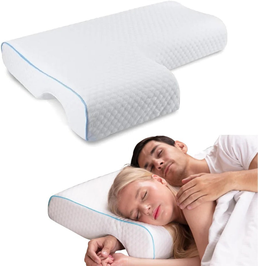 Memory Foam Orthopedic Couple Pillow With Arm Tunnel For Side Sleepers
