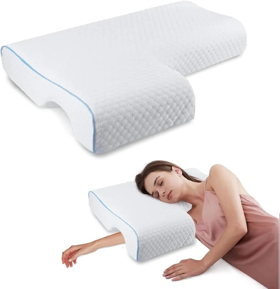 Memory Foam Orthopedic Couple Pillow With Arm Tunnel For Side Sleepers