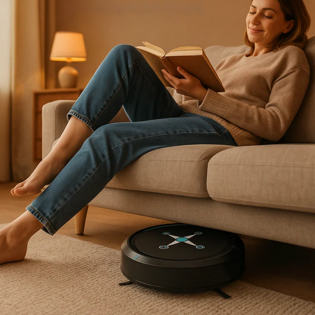 Robotstøvsuger med automatisk gulvfejning til rengøring i hjemmet