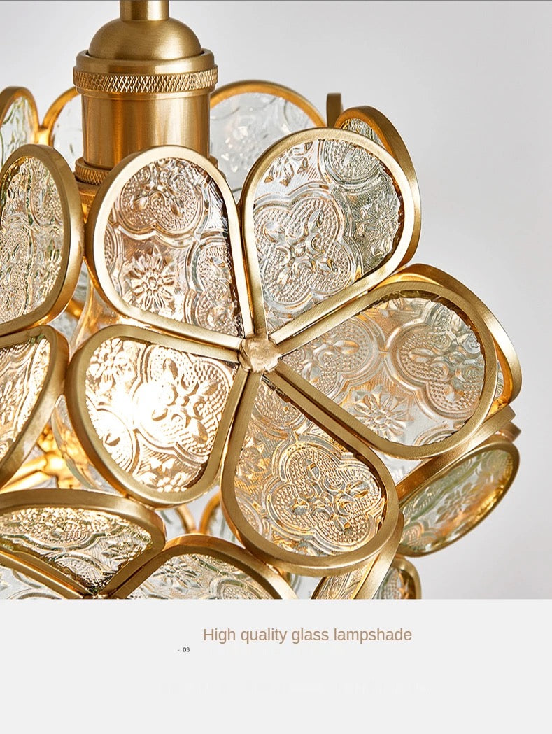 Liora Glass Pendellampe med Nordisk Blomstermotiv