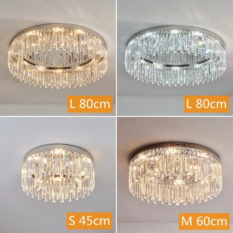 Collection de lustres Lumen Arc en finition argentée ou dorée